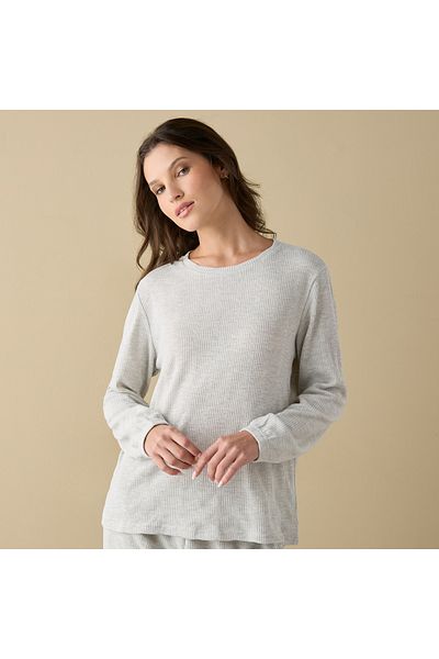 FAV Waffle Textured Long Sleeve T-shirt and Elastciated Pyjama Set
