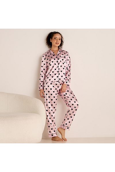 FAV Heart Print Long Sleeves Shirt and Pyjama Set