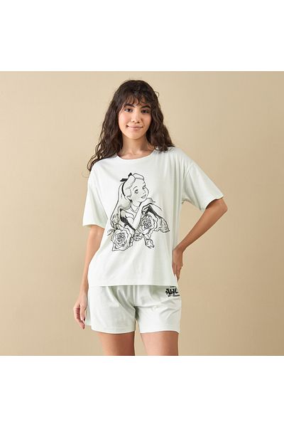 FAV Alice in Wonderland Print T-shirt and Shorts Set