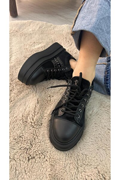 by emine eren emotion shoes Garden Deri Siyah Sneakers