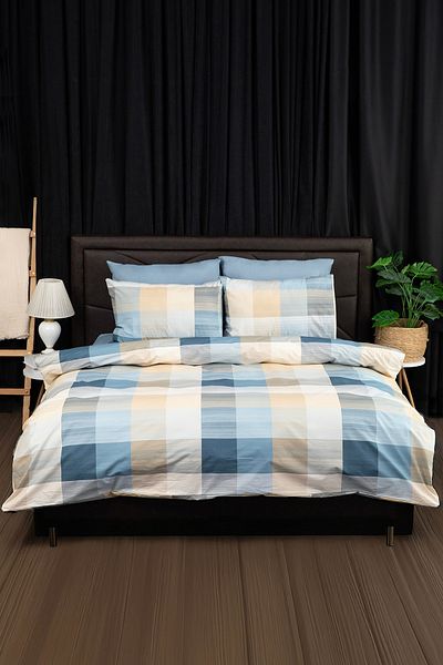 FAVORA Set cuvertură dublă Nevora Premium 100% bumbac - Albastru