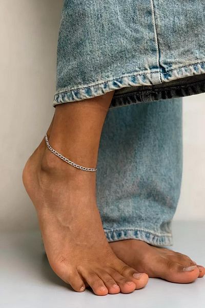 New Obsessions Stainless Steel Flat Figaro Chain Anklet
