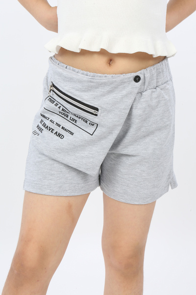 Toontoy Girl's Ornamental Pocket Front Shorts