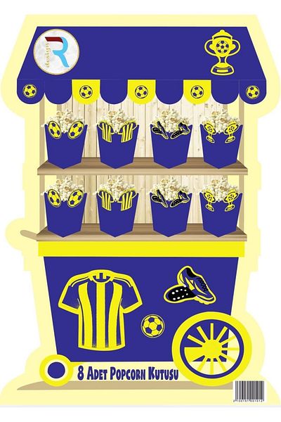 Cadde Süs Team Themed Popcorn 8-Piece Corn Box