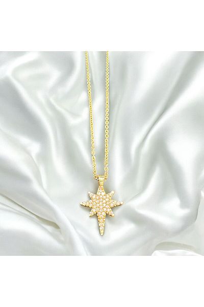 Store Gold Color Steel Chain Zircon Stone Polar Star Necklace