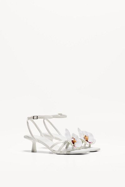 Bershka Kitten heel sandals with floral detail