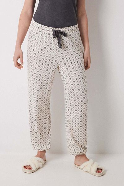 Women'secret Long carrot trouser with checkered and floral print