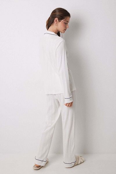 Women'secret 100% cotton white ribbed shirt pajamas