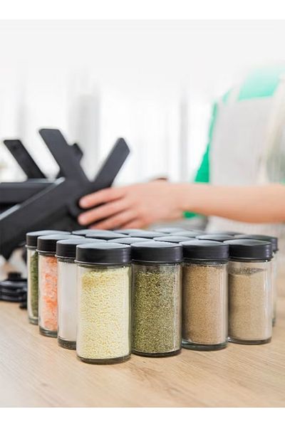 COOYA 360 Rotating Spice Rack, 18PCS Jar Kitchen Spice Organizer, Seasoning Organizer Rack Tower