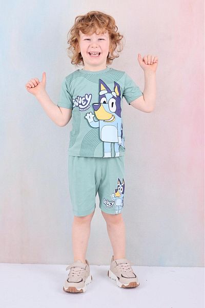 LİLLYPİCCA Boy's Bluey Character Patterned Shorts Suit - Size Chart Available in Pictures