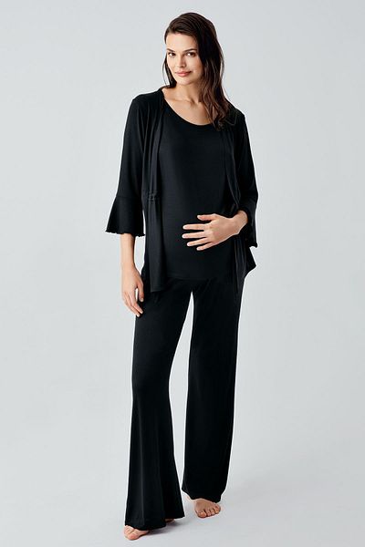 Artış Set de pijamale de maternitate, elastic, vâscos, cu mâneci trei sferturi