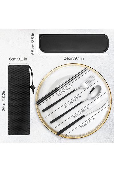 COOYA 18/8 Stainless Steel Flatware Set, with Case, Included Knife Forks Spoons Chopsticks