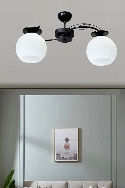 Uçar İlay Modern Black Lasa Glass Living Room Living Room Chandelier Double Chandelier
