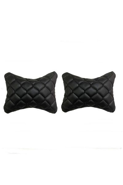 NAZ OTO Car Leather Neck Pillow Black-black