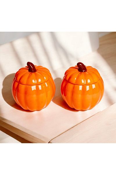 Kitchen Pembelia 2-Piece Honey Pumpkin Presentation Pumpkin Sugar Bowl
