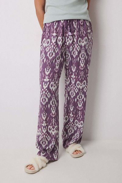 Women'secret Long viscose trousers with ikat print