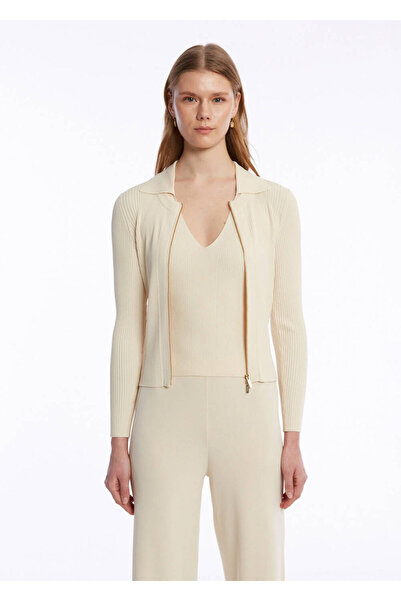 Knitss Fitil Örgü Bej Triko Hırka