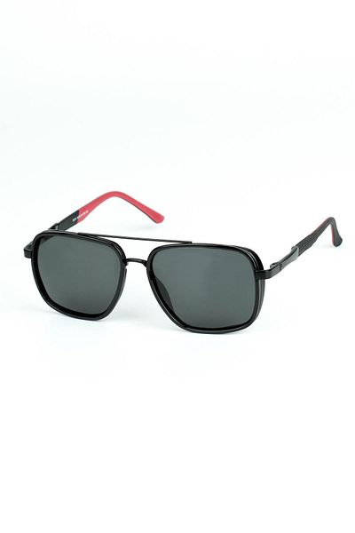 Di Caprio Men's Red Polarized Protected Rectangular Model Sunglasses