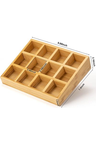 COOYA 3 Tier Bamboo Spice Rack Free Standing, Space Saving Seasoning Bottle Wooden Organizer (Horizontal)