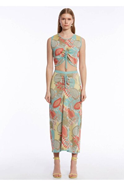 Knitss Fusta tricotată cu model tropical