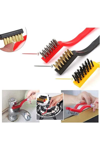 NUBLADO Set of 3 Kitchen Cleaning Wire Brush Set Plastic Multi-Purpose Cleaning Brush Dirt Rust Lime Grill.
