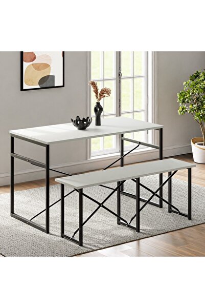 Güzelkan Masa Takımı Bench Bank Masa Seti 120x60  Masa Mutfak Masası Yemek Ma...