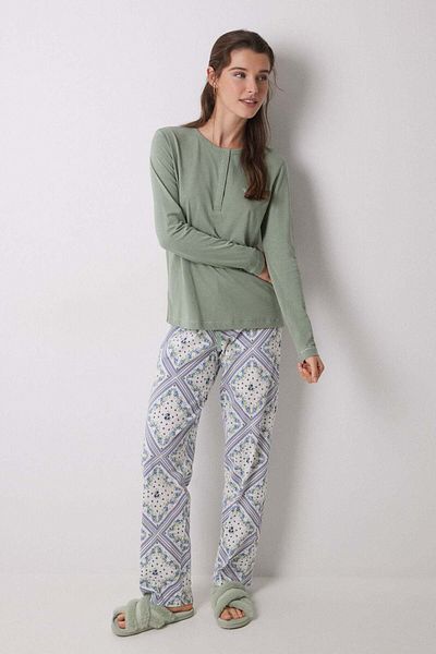 Women'secret Long pajamas 100% cotton with scarf print