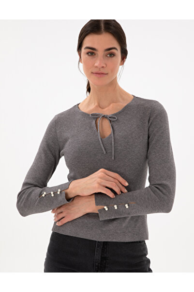 Pierre Cardin Gray Melange Slim Fit Sweater 50290555 -Vr086