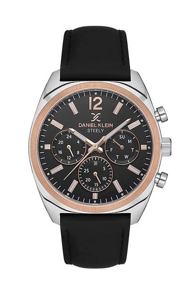 Daniel Klein Dk.1.13703-5 Black Men's Wrist Watch with All Functions Active Leather Band