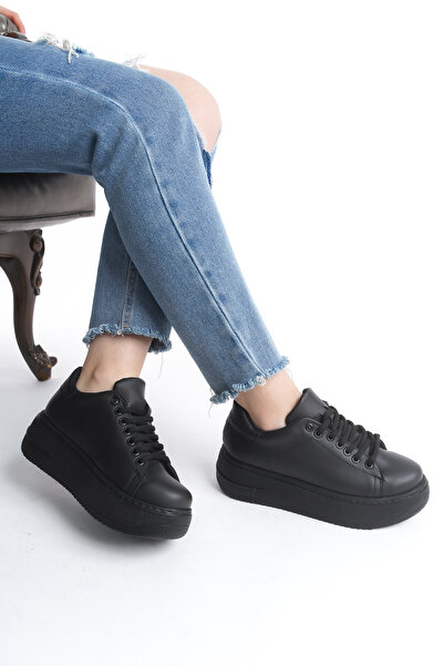 Taha Türk Pantofi sport casual negri cu talpă înaltă pentru femei, cu talpă g...