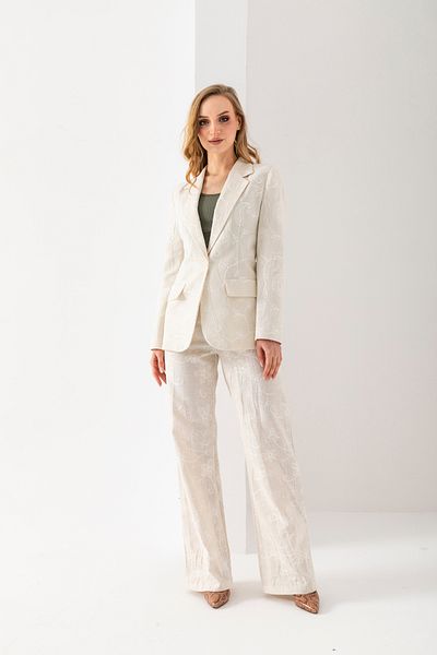 VUNTAL Women's Embroidered Linen Suit