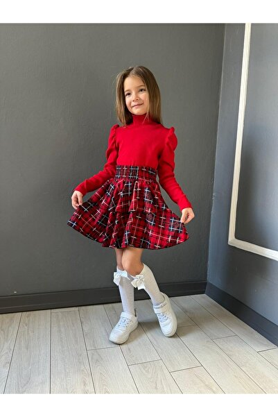 ELONKİDS Kız Çocuk Kiloş Etek ve Badi Kombin