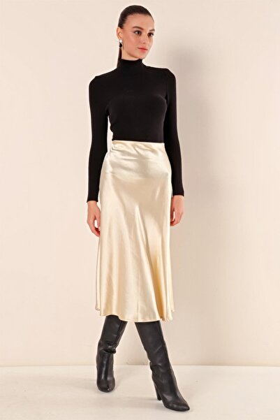 Viyamo 15806 Model Fusta Satin - Culoare Crem
