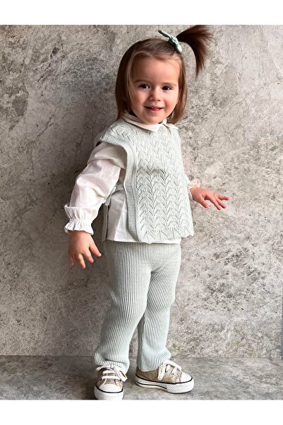 BECOL BABY Knitwear Jumper Linen Shirt Spanish Long 3-Piece Baby Girl Set