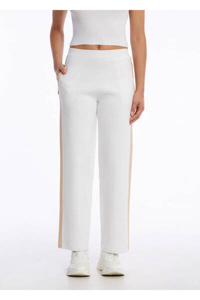 Knitss Organik Pamuk Beyaz Bej Triko Pantolon