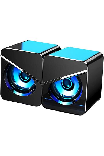 COOYA Computer Speakers, Fashion Wired USB Mini Speaker with Stereo Sound LED Light for PC Monitor Laptop