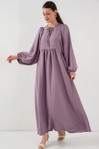 Bigdart Γυναικείο φόρεμα - Dark Lilac 2464 μοντέλο Balloon Sleeve Long Hijab Fashion