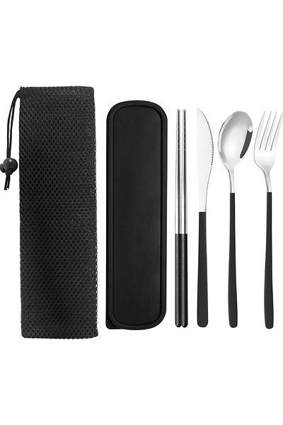 COOYA 18/8 Stainless Steel Flatware Set, with Case, Included Knife Forks Spoons Chopsticks