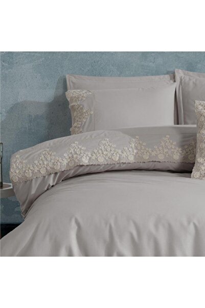 Clasy Gray Double Duvet Cover Set Osela V6