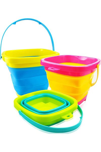 COOYA Beach Toys,Collapsible Sand Buckets 3-piece set 2L Summer Toys for Beach, Suitable for Beach games