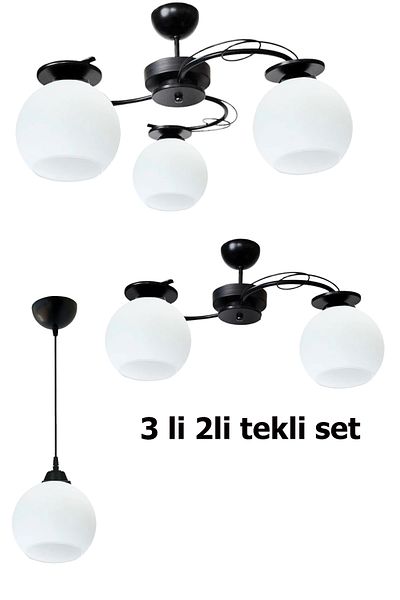 Uçar İlay Modern Black Lasa Glass Living Room Living Room Chandelier Chandelier Set