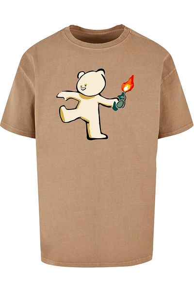 Merchcode Brandalised - Molotov Teddy Acid Washed Oversize-T-Shirt