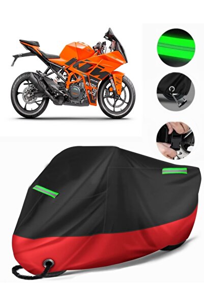 MotoEN غطاء دراجة نارية ممتاز متوافق مع KTM 390 RC (متوافق مع القفل) أسود-أحمر