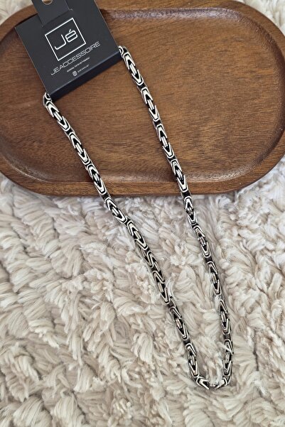 Jeaksesuar KRAL 3.5 MM DIŞI PARLAK İÇ KISIM SİYAH İŞARET ŞEKİLLİ KOLYE