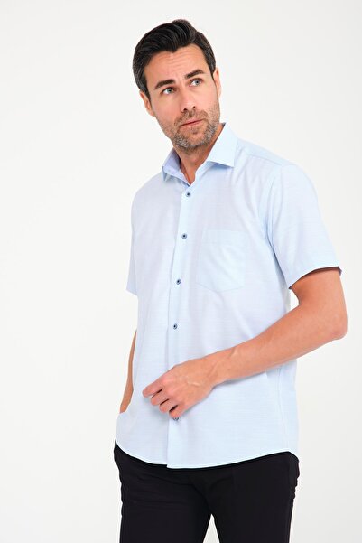 Fitmens Κλασικό κοντομάνικο ανδρικό πουκάμισο V Flam από λινό με κουτί δώρου ...