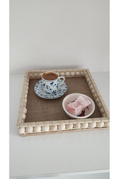 Sorgun Kadın Kooperatifi Decorative Wooden Beaded Presentation Tray 23 cm