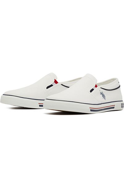 U.S. Polo Assn. Men's White Low-Top Sneakers - Lightweight Slip-On Design, Comfortable for Everyday Outfits