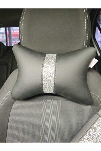 sıcak köşe Pernă pentru gât din piele cu paiete argintii, pachet de 2