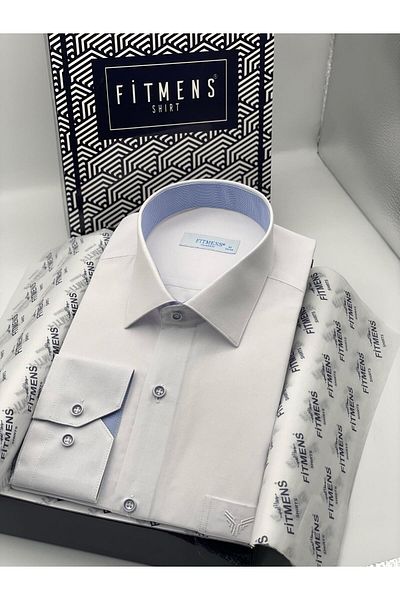 Fitmens Classic Long Sleeve Filafile Pita Swift Gift Boxed Men's Shirt Fs- 001263   - White Blue