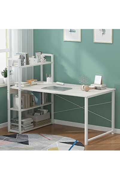 MAAS مكتب كمبيوتر مع رفوف تخزين للدراسة والكتابة مناسب للمنزل بنمط عصري الحجم : 120X52.5X110 سم